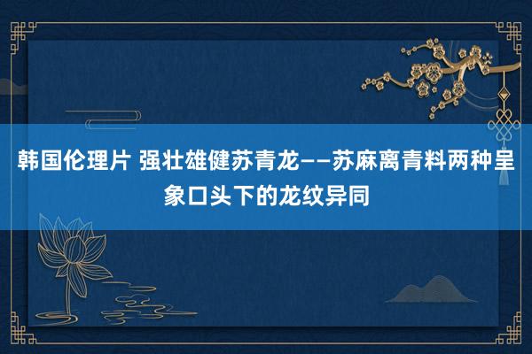 韩国伦理片 强壮雄健苏青龙——苏麻离青料两种呈象口头下的龙纹异同