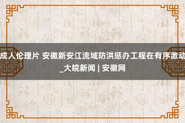 成人伦理片 安徽新安江流域防洪惩办工程在有序激动_大皖新闻 | 安徽网