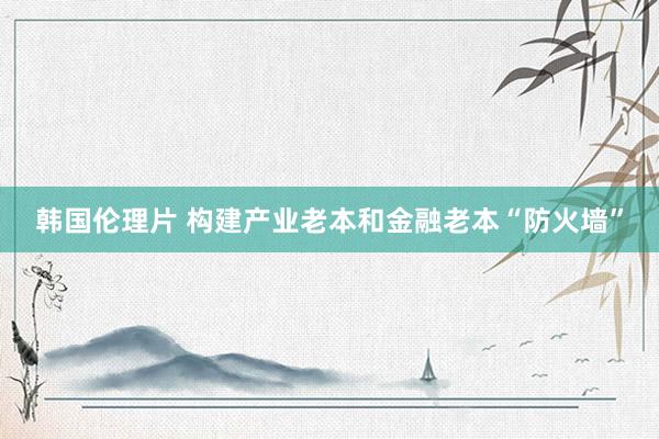 韩国伦理片 构建产业老本和金融老本“防火墙”