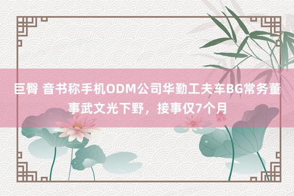 巨臀 音书称手机ODM公司华勤工夫车BG常务董事武文光下野，接事仅7个月