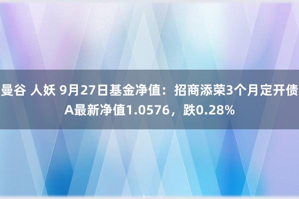 曼谷 人妖 9月27日基金净值：招商添荣3个月定开债A最新净值1.0576，跌0.28%