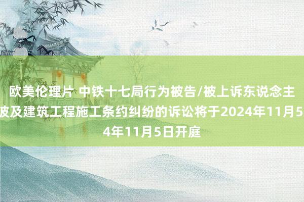 欧美伦理片 中铁十七局行为被告/被上诉东说念主的1起波及建筑工程施工条约纠纷的诉讼将于2024年11月5日开庭