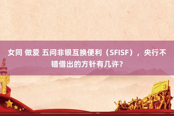 女同 做爱 五问非银互换便利（SFISF），央行不错借出的方针有几许？