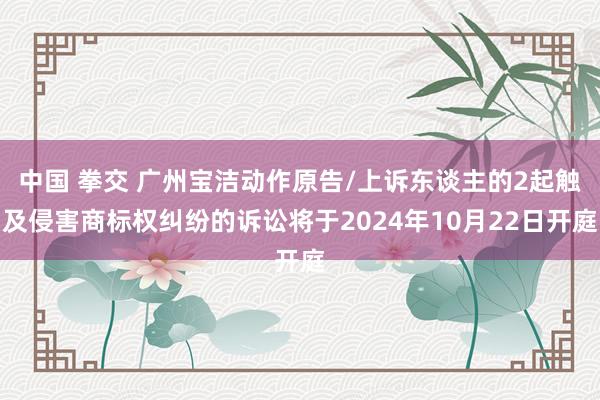 中国 拳交 广州宝洁动作原告/上诉东谈主的2起触及侵害商标权纠纷的诉讼将于2024年10月22日开庭