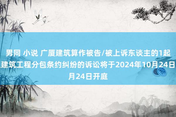 男同 小说 广厦建筑算作被告/被上诉东谈主的1起触及建筑工程分包条约纠纷的诉讼将于2024年10月24日开庭