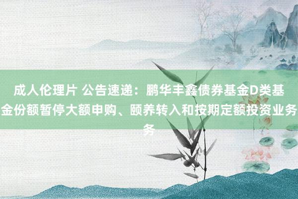 成人伦理片 公告速递：鹏华丰鑫债券基金D类基金份额暂停大额申购、颐养转入和按期定额投资业务