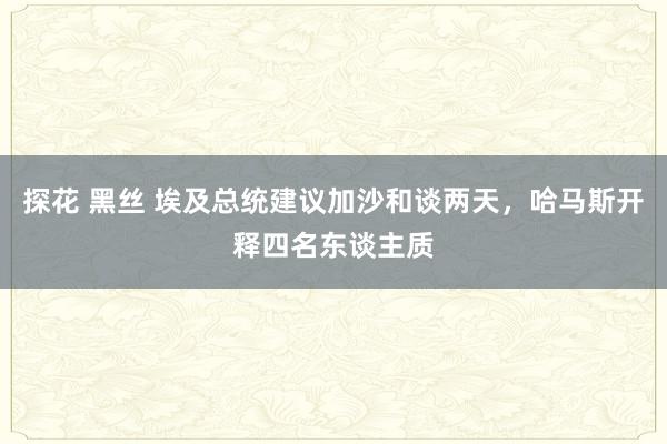 探花 黑丝 埃及总统建议加沙和谈两天，哈马斯开释四名东谈主质