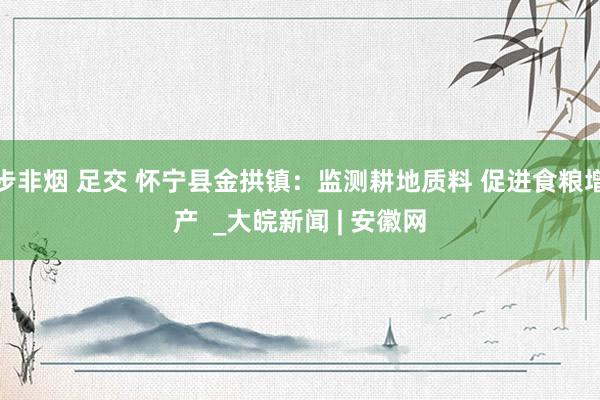 步非烟 足交 怀宁县金拱镇：监测耕地质料 促进食粮增产  _大皖新闻 | 安徽网