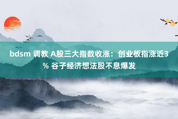 bdsm 调教 A股三大指数收涨：创业板指涨近3% 谷子经济想法股不息爆发