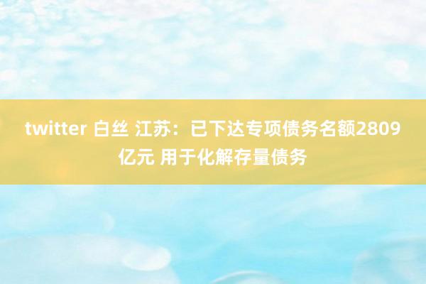 twitter 白丝 江苏：已下达专项债务名额2809亿元 用于化解存量债务