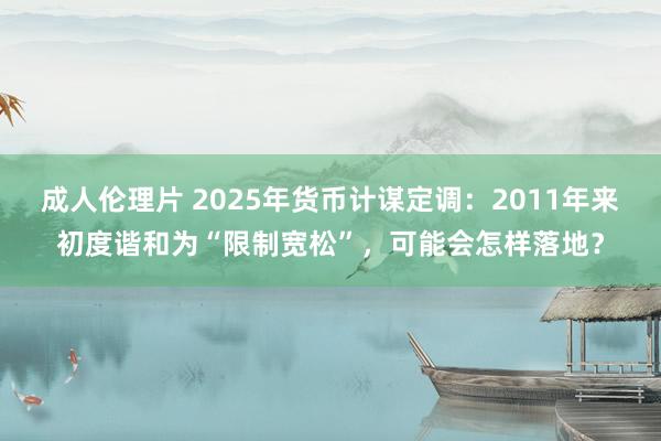 成人伦理片 2025年货币计谋定调：2011年来初度谐和为“限制宽松”，可能会怎样落地？