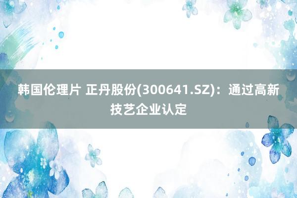 韩国伦理片 正丹股份(300641.SZ)：通过高新技艺企业认定