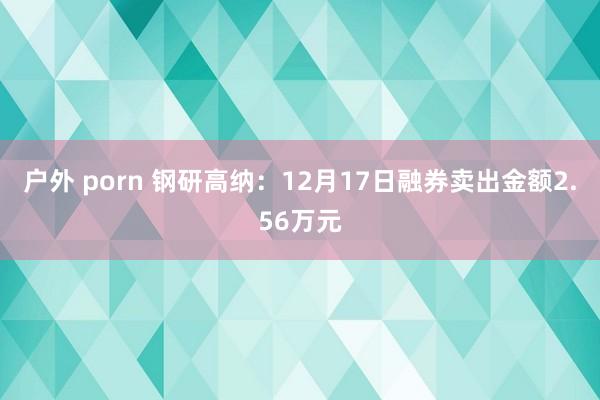 户外 porn 钢研高纳：12月17日融券卖出金额2.56万元