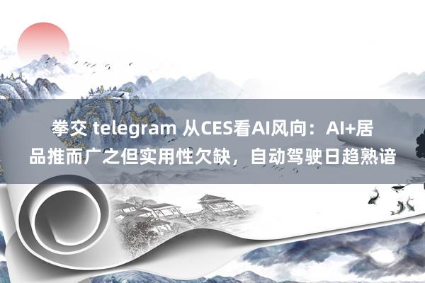 拳交 telegram 从CES看AI风向：AI+居品推而广之但实用性欠缺，自动驾驶日趋熟谙