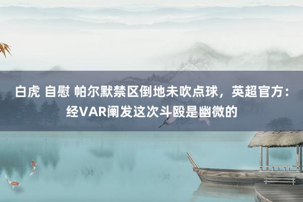 白虎 自慰 帕尔默禁区倒地未吹点球，英超官方：经VAR阐发这次斗殴是幽微的